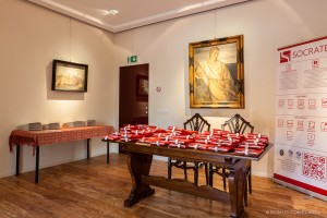 Particolare dell'allestimento della reception